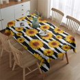 thumbnail image 2 of Black White Stripe Sunflower Pattern Rectangle Tablecloth 60"x84",Waterproof Polyester Rectangle Table Cloth, Wipeable Spillproof Polyester Tablecloth for Dining, Camping, Indoor and Outdoor, 2 of 5