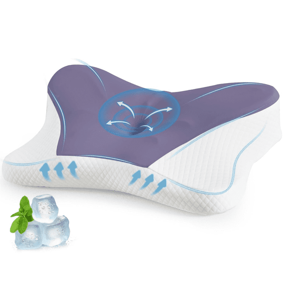 Cervical Pillow for Neck and Shoulder, Ergonomic Memory Foam Pillow with Contour Design, Supports Side Back and Stomach Sleepers, Cooling Orthopedic Pillow, Queen Size, Dark Gray