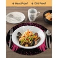 thumbnail image 3 of 13 Inch Round Placemats Set of 6, Pink Ribbon Non Slip Heat Insulation PP Table Mats, Wings Romantic Love Heart Flowers Black Washable Place Mats for Kitchen Dining Party Table Decor, 3 of 7