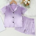 thumbnail image 2 of BJUTIR Girls Outfits Toddler Tracksuit Short Sleeve Indoor Short Sleeve Suit Summer Cartoon Pattern Suit Skin-Friendly Light Purple Clothing Set Size 3-4 Years, 2 of 9