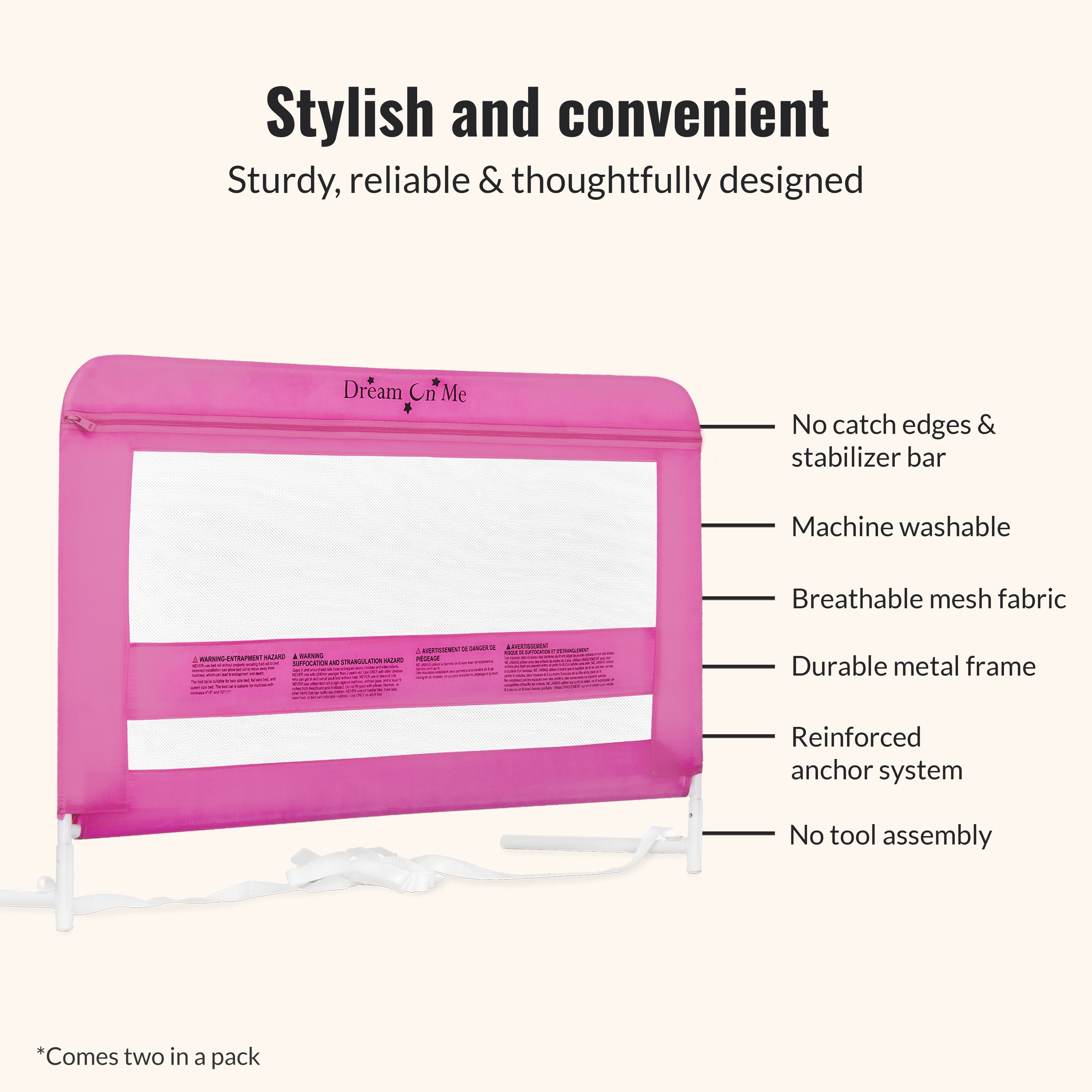 Dream On Me Lilibet Safety Bed Rail Double Pack