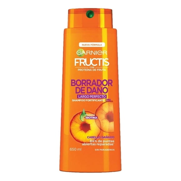 Shampoo Garnier Fructis 2 en 1 borrador de daño proteína + biotina 650 ml