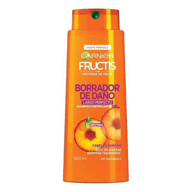 Shampoo Garnier Fructis 2 en 1 borrador de daño proteína + biotina 650 ml