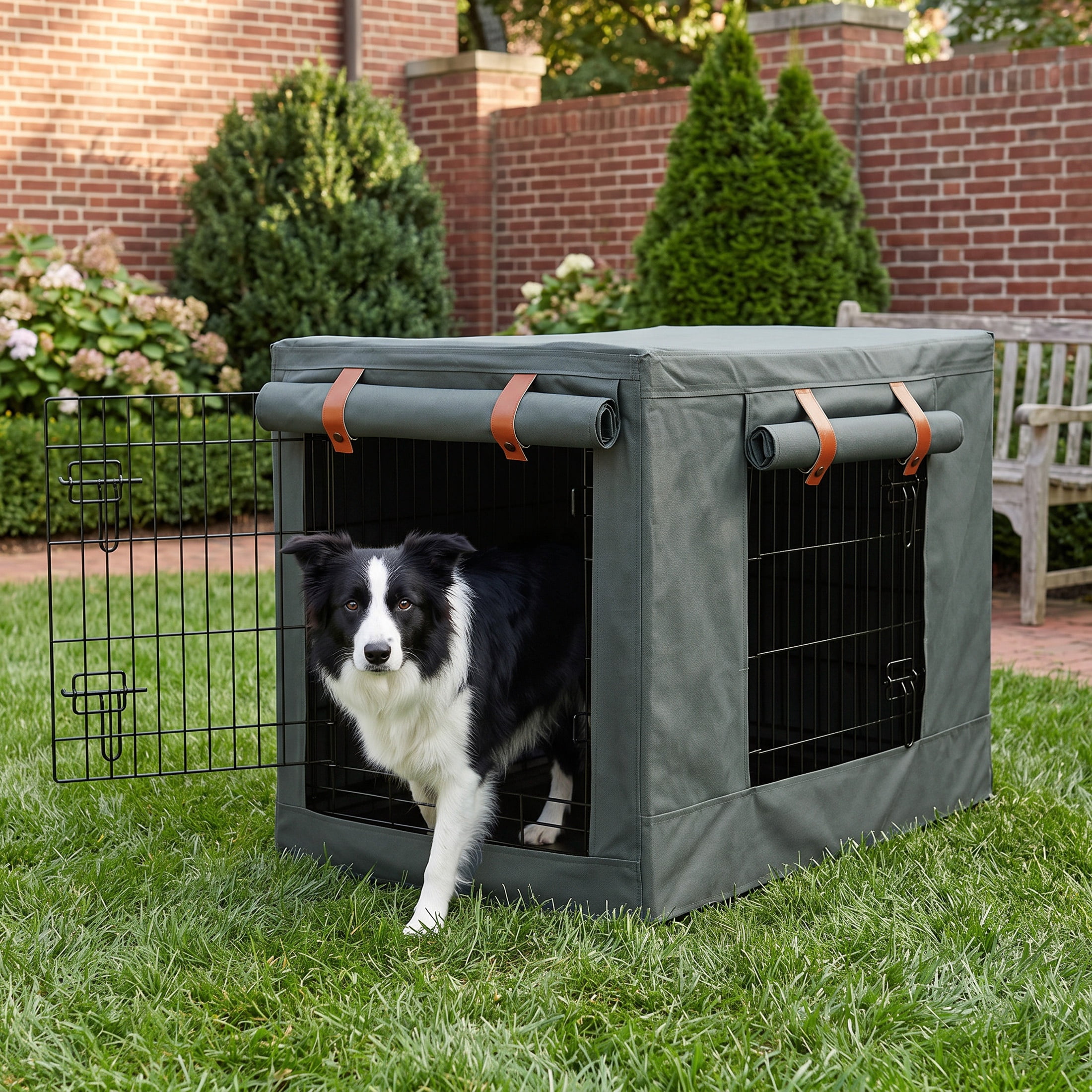 Vibrant Life 30" Dog Crate Cover with Breathable Panels, Dark Gray