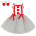 thumbnail image 4 of Disfraz de payaso Pennywise para niñas, ropa de Halloween, vestido de tutú de Joker gris espeluznante, vestidos de tul elegantes para fiestas de carnaval para niñas, 4 of 5