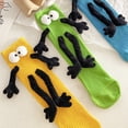 thumbnail image 3 of NIBOLOG 1 Pair Holding Hands Socks with 3D Doll Super Soft Sweat Absorption Breathable Funny Couple Magnetic Mid-tube Socks, 3 of 8
