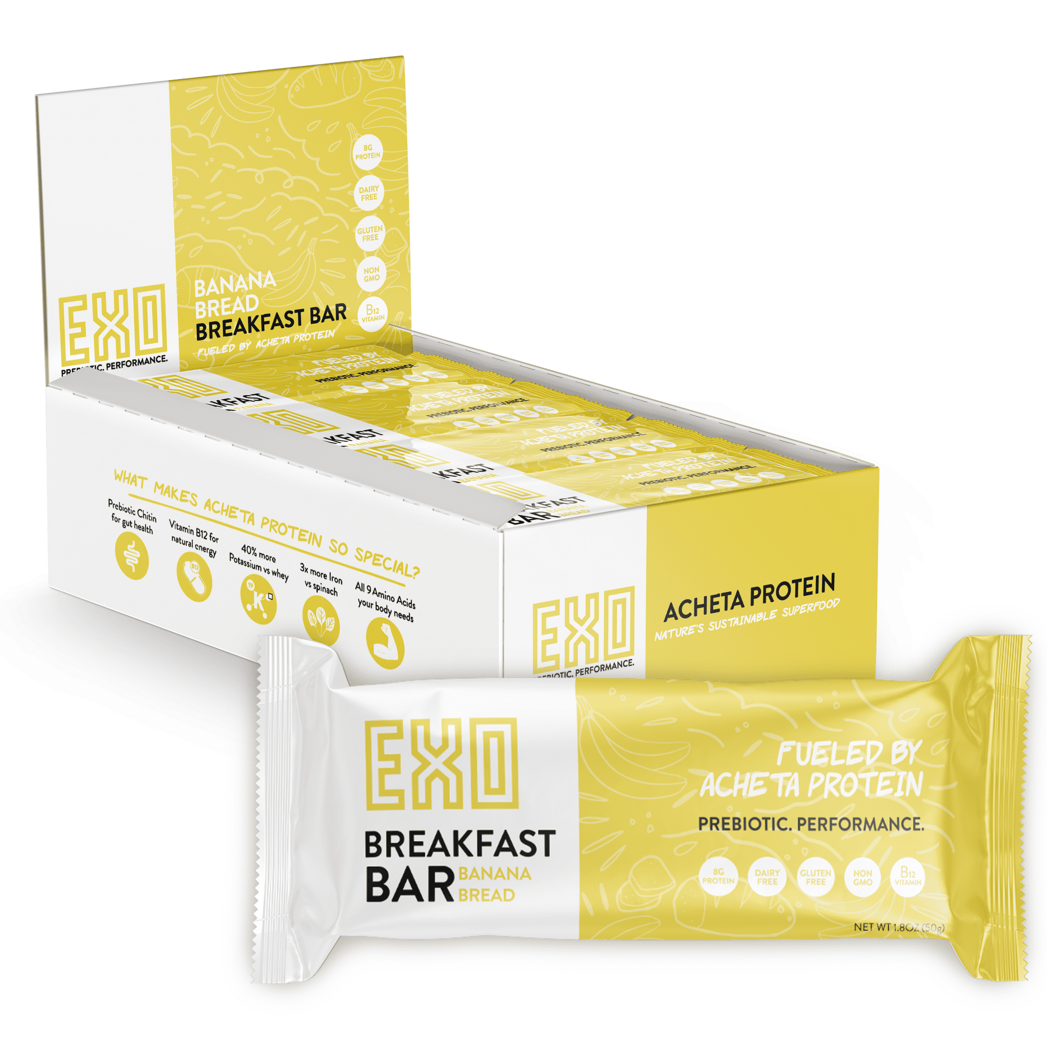 EXO Banana Bread Prebiotic Breakfast Bars - 12 Pack