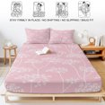 thumbnail image 5 of Full Size Fitted Sheet Set - Pink Wildflowers 3 Piece Bedding Sets 16" Deep Pocket Fitted Sheet with 2 Pillowcases, White Dandelion Flowers Rustic Spring Brushed Microfiber Hotel Luxury Bed Sheets, 5 of 9