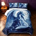 thumbnail image 2 of Manfei Fantasy Blue Dragon Animals Twin Quilt Set,Tree Flower Moon Twin Coverlet Set,Navy,2-Piece,1 Bedspread and 1 Pillowcase, 2 of 7