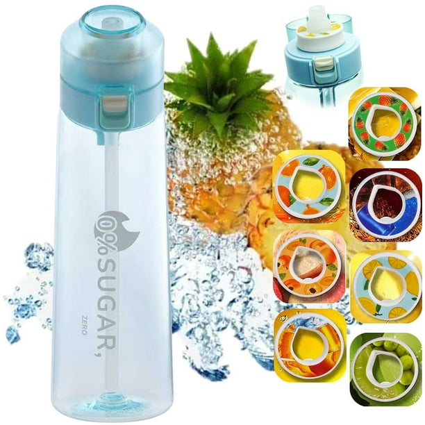 Upgrade Sports Air Water Bottle BPA Free Starter up Set Drinking Bottles 650ML Fruit Fragrance Water Bottle with 7 Flavour pods 0 Sugar Water Cup for Gym and Outdoor Gift 7 Pods Blue Bodega