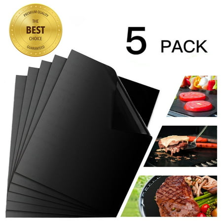 BBQ Grill Mats Lining Mat, Reusable 5 Sets - Heavy Duty Baking Mat, 500F, 15.75 x 13-Inch,Best in Barbecue Accessories For Grilling - No Fall Through, No Flame Ups,