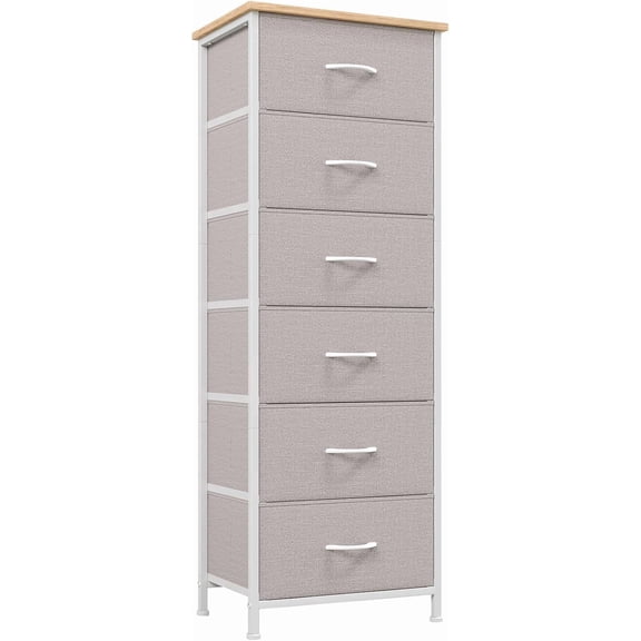 请填写 Tall Dresser for Bedroom, 6 Drawer Storage Cabinet, Ash Grey