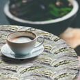 thumbnail image 3 of Ambesonne Leaf Print Fitted Round Tablecloth, Feather Foliage Tropical, 45"- 56" Diameter, Mauve Pale Blue and Green, 3 of 5