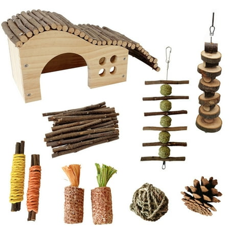 BQBQERT Hamster Chew Toy Cage House Toy Rattan Ball Biting Toy for Small Animal Guinea Pigs Boredom Toy10PCS