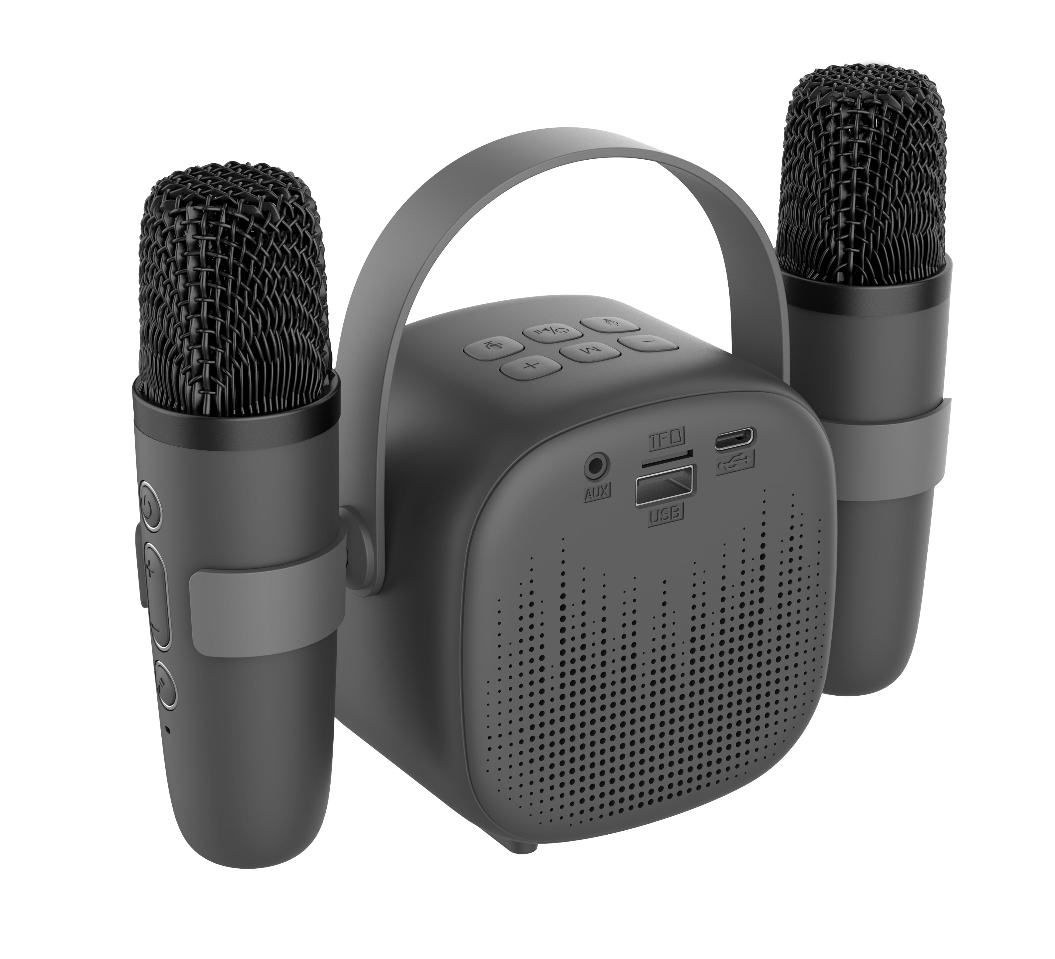 Ueasy Mini Karaoke Machine - Thanksgiving & Christmas Gift, Portable Bluetooth Speaker with 2 Wireless Microphones