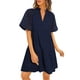thumbnail image 1 of Vestido PRETTYGARDEN para mujer, manga corta, cuello en V, línea A, azul marino, 1 of 9