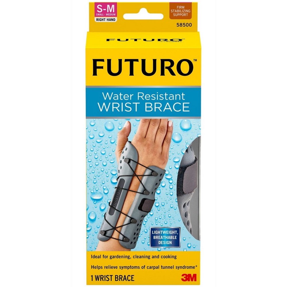 FUTURO Water Resistant Wrist Brace for Right Hand, Small/Medium 1 Each