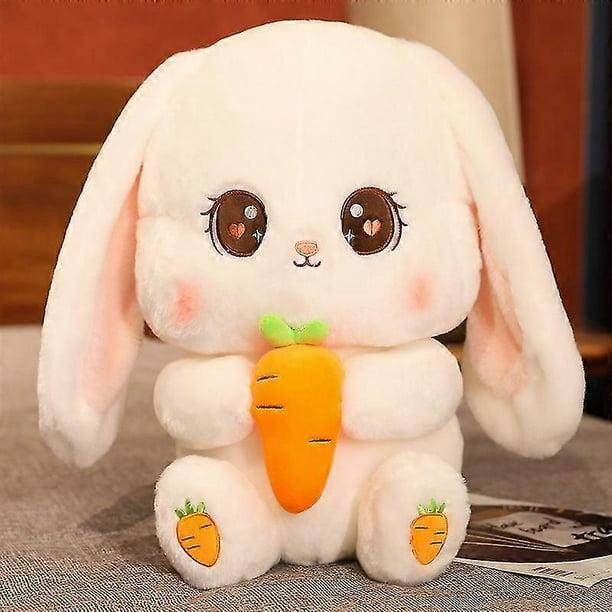 Kawaii Plushie Bunny Stuffed Animal Cute Plush Radish Rabbit Holding Carrot Plush Toy Soft Pillow Doll Children Kid Girl Gifts
