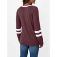 thumbnail image 5 of Womens Long Sleeve Shirts Color Block Casual Crewneck Tshirt Fall Fashion Clothes Trendy Outfits Wine Red XXL, 5 of 6