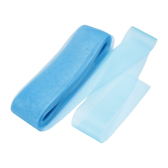 Uxcell Stiff Horsehair Braid 50 Yards 3 Inch Soft Horsehair Trim for Polyester Boning Sewing Wedding Dress Dance Gown Shaping Trimming, Lake Blue