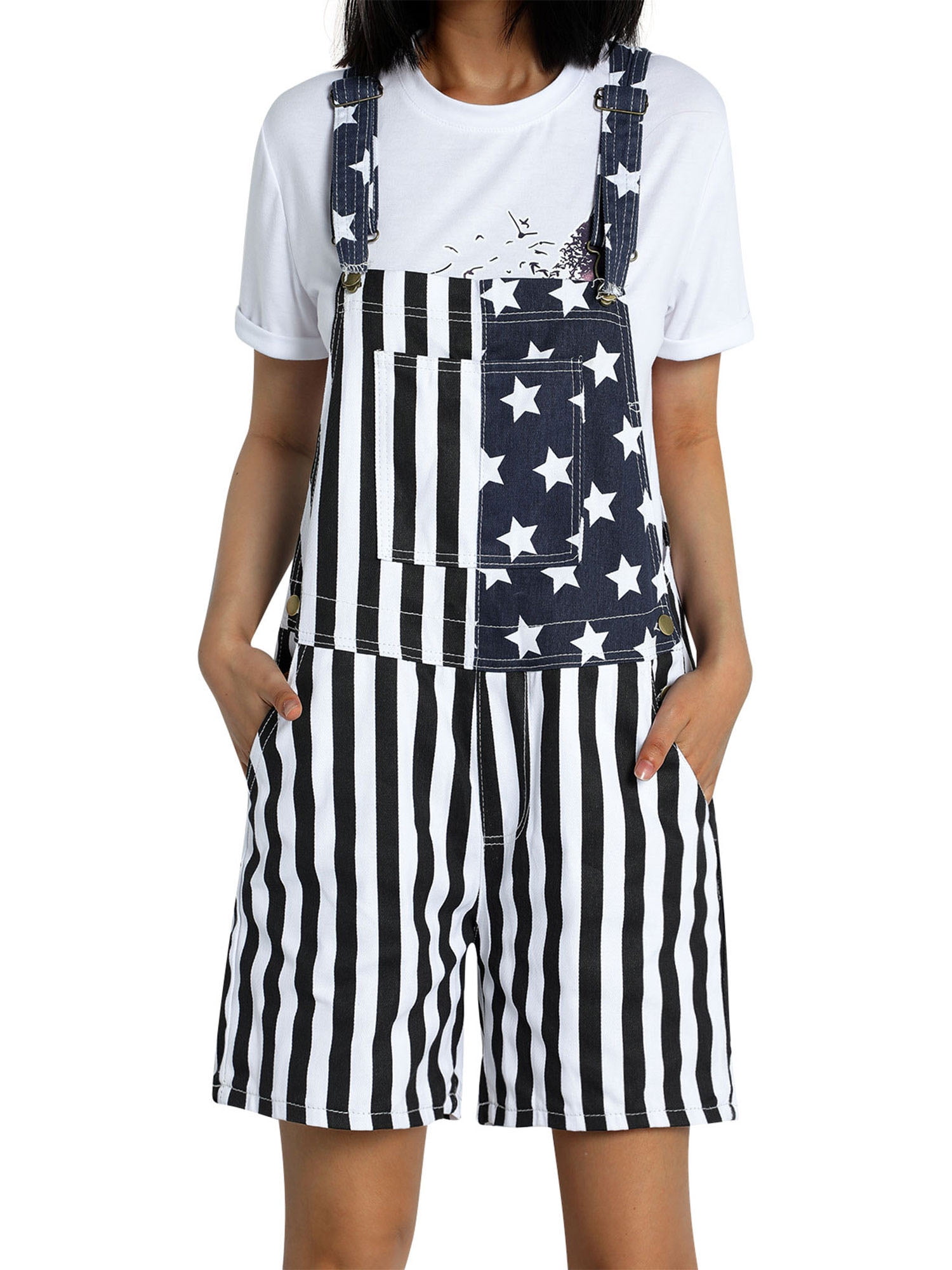 4th of july overall shorts womens Clearance