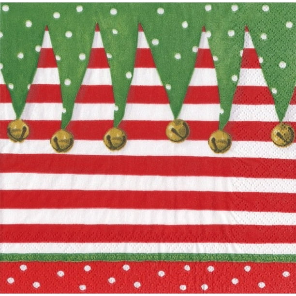 Christmas Paper Cocktail Napkins 20pk Stocking Stripe