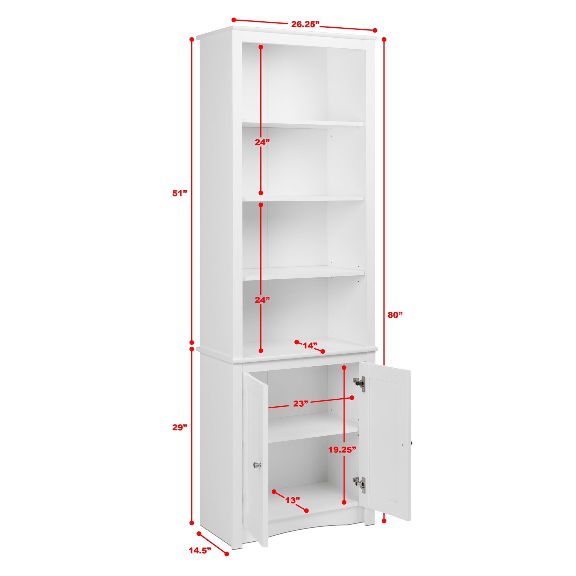 Prepac Bookcase Prepac Tall Bookcase with 2 Shaker Doors, White India | Ubuy