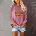 thumbnail image 2 of Odeerbi Thanksgiving Shirts For Women Fashion Casual Long Sleeve Pumpkin Print Sweatshirt Tops Blouse Pink, 2 of 4