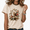 1-Apricot, variant on Women's Cute Night Owl Graphic Shirts Crewneck Short Sleeve Washed Distressed Retro Tops Trendy Floral Print Tees