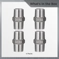 thumbnail image 6 of Hex Nipple 1/2" Male x 1/2" Male Pipe Fittings, 4 Pcs 1/2" NPT Male Threaded Pipe Fittings, 304 Stainless Steel NPT Male Pipe Adapters for Water, Gas, Fuel Pipelines, 6 of 7