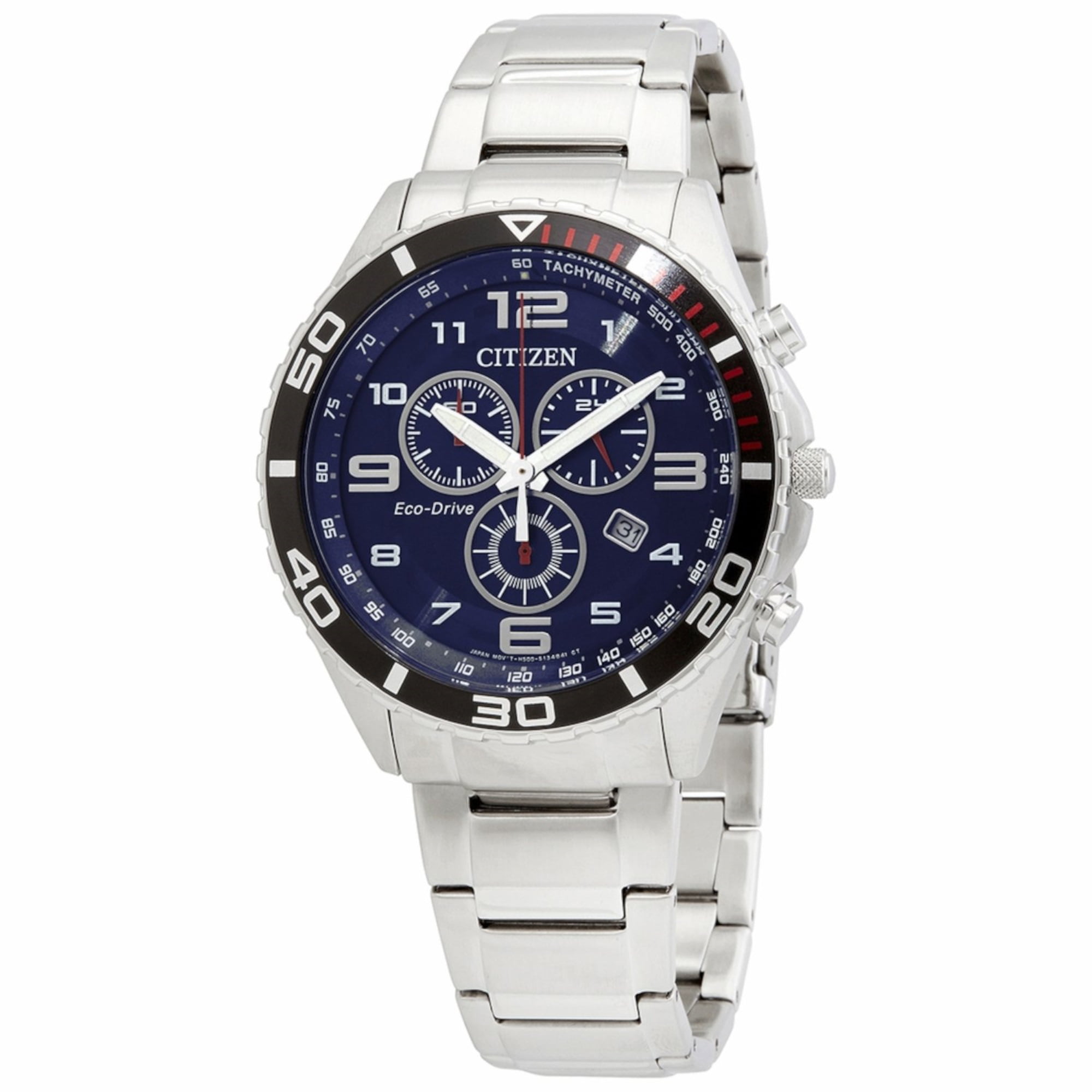 Citizen AT2121-50L Men's Eco-Drive 'Brycen' Silver tone Stainless Steel Blue Dial Chronograph Watch