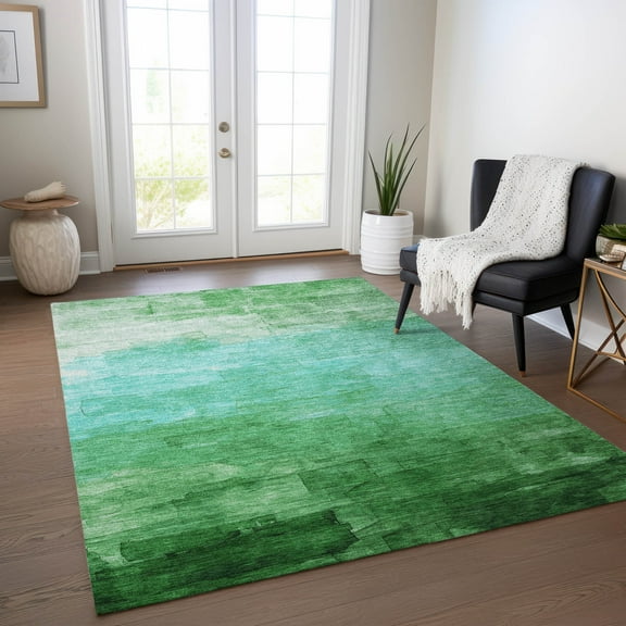 Addison Rugs Chantille Indoor/Outdoor Transitional Stripes Green Washable Rectangle Rug, 9' x 12'