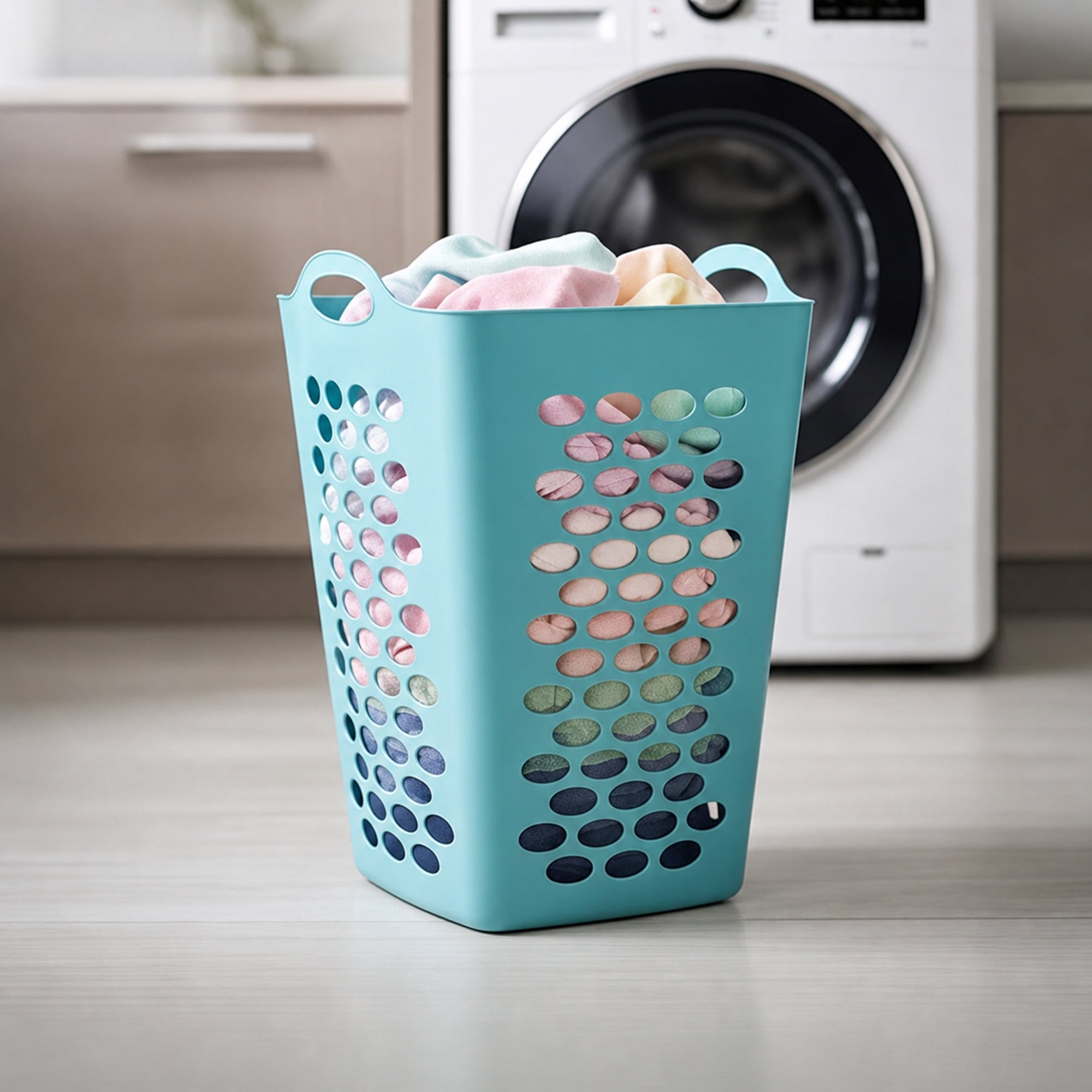 ビーズシェルバンブーBOX ② L Mainstays Flexible Square Laundry Hamper, 2 Bushel, Teal