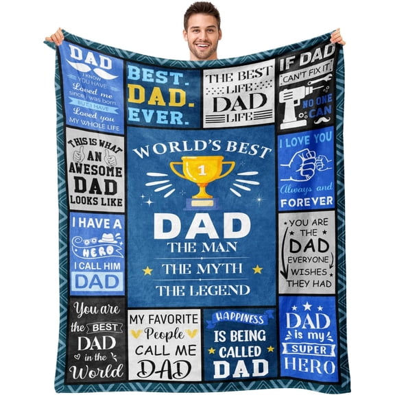 Dads Birthday Gifts from Daughter Son - Best Dad Ever Blanke | Soft Cozy Keepsake Blanket, Thoughtful Gift for Birthday Christmas, Valentine's Day, Father's Day