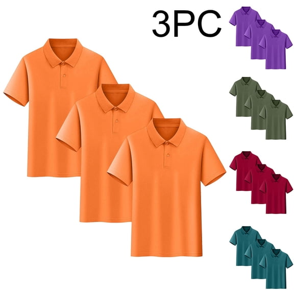 Lumosvexa Boys Polo Shirts 3 Pack, Henley Neck Short Sleeve Cotton Soft Active Summer School Uniform Army Green 6