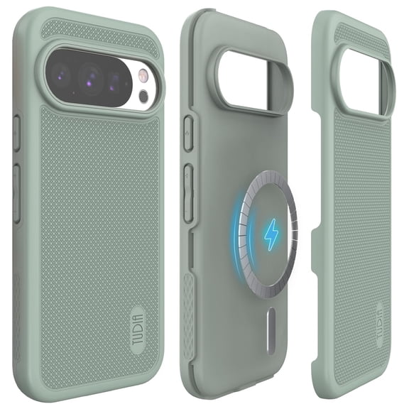 TUDIA MergeGrip Google Pixel 10 / 10 Pro Case (2025), MagSafe & Pixelsnap Compatible Shockproof Dual Layer Cover, Green Lily