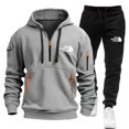 thumbnail image 3 of Conjunto de ropa deportiva para hombre, Sudadera con capucha y cremallera de lana, pantalones de chándal de dos tallas, a la moda, S-3XL, 2024, 3 of 5