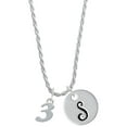thumbnail image 1 of Delight Jewelry Silvertone Number - 3 - Silvertone Script Initial Disc - S - Charm Necklace, 20"+3", 1 of 4