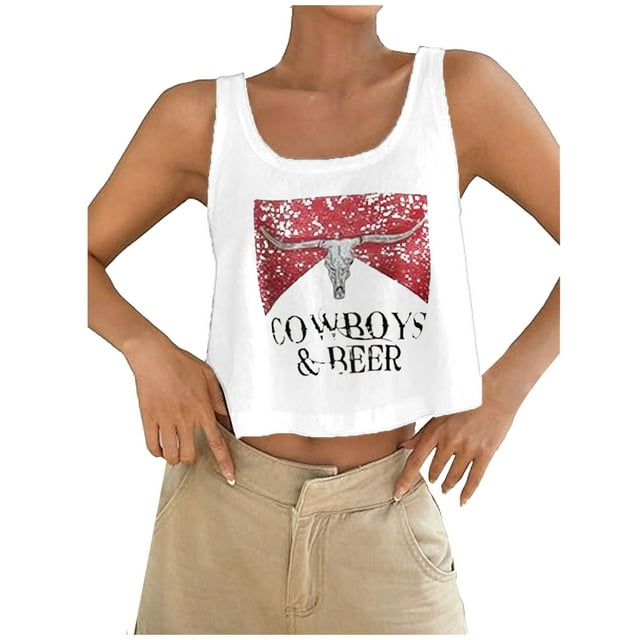 Gpoecd Débardeur d'Été pour Femme à Col Rond, Mode, Sans Manches, Imprimé, Confortable, camisole à Bretelles avec Soutien-Gorge Intégré, Rouge Melon D\'eau, S