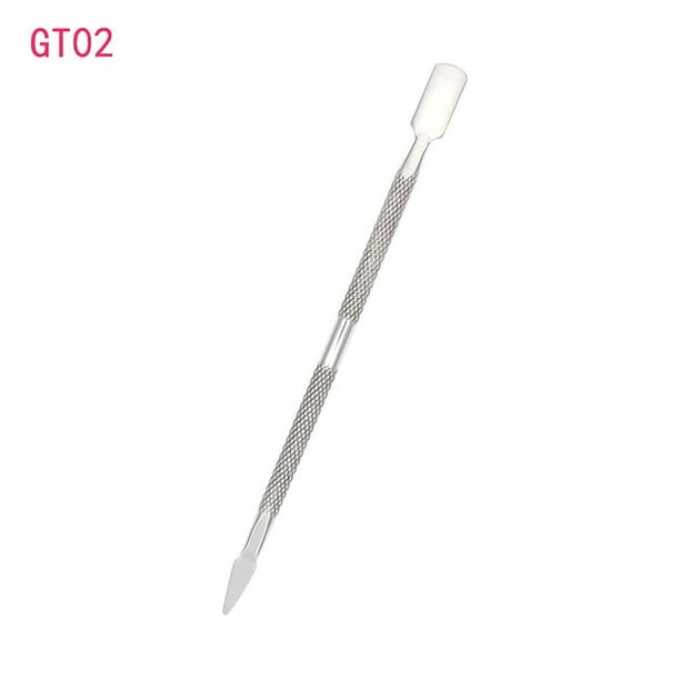 Guardurnaity Cuchara empujadora de cutículas de uñas de doble cabeza, recortadora de eliminación de esmalte de Gel de acero inoxidable, barra de pulido Juegos de manicura GT02 Guardurnaity CE000322-02