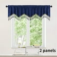 thumbnail image 6 of Viflosae Blackouts Curtains with Tassel Elegant Fringed Window Curtains Patterned Rod Panels Stylish Short Drapes Boho Curtains Summer Decorations for Bedroom, 6 of 7