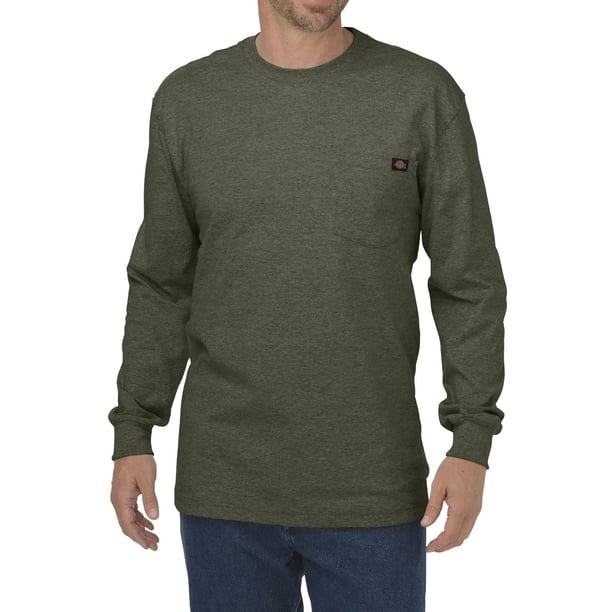 Camiseta Dickies de manga larga, peso pesado, cuello redondo, verde