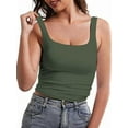 thumbnail image 2 of Women Double Lined Womens Tank Tops Y2K Going Out Crop Tops Slim Sleeveless Summer Square Neck Shirts  Green XS, 2 of 6