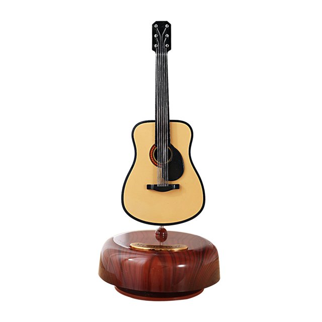 Electric Guitar Music Box Classical Wind Up Musicbox Twirling Music Box Rotating Base Stringed Musical Instrument Miniature Replica Artware Gift for Christmas Birthday Valentine‘s Day Mot