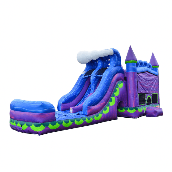 JumpOrange Outdoor Mermaid Titan Commercial Grade Inflatable Slide and Bounce House Dual Lane with Pool for Kids and Adults with Blower