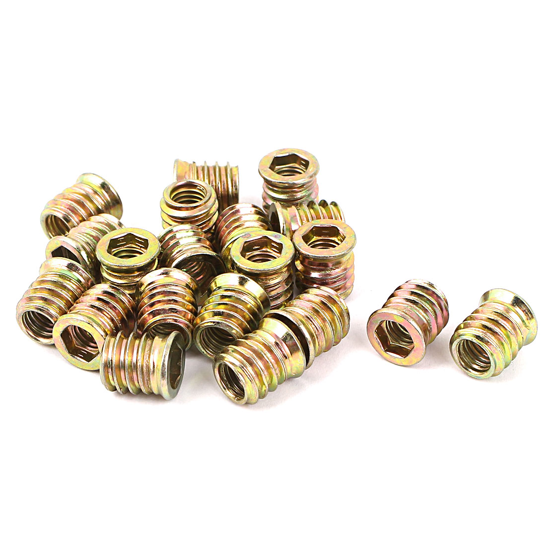 Uxcell M8x15mm Threaded Type E Nut Hexagon Socket Insert Nuts for Furniture (20pack)