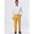 thumbnail image 3 of Unique Bargains Men's Striped Dress Pants Straight Fit Color Block Office Suit Trousers 32 Yellow White, 3 of 6