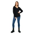 thumbnail image 3 of Sierra Socks T-Shirts à Manches Longues en Coton à Col en V Unis pour Femmes (Noir, Très Grand), 3 of 8