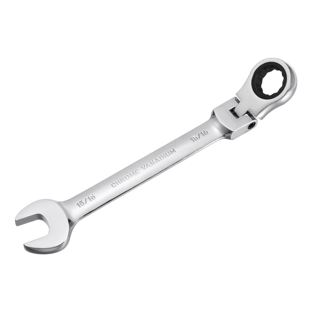 Unique Bargains 15/16' Flex-Head Ratcheting Combination Wrench SAE 72 Teeth 12 Point Ratchet Box Ended Spanner Tools, Cr-V