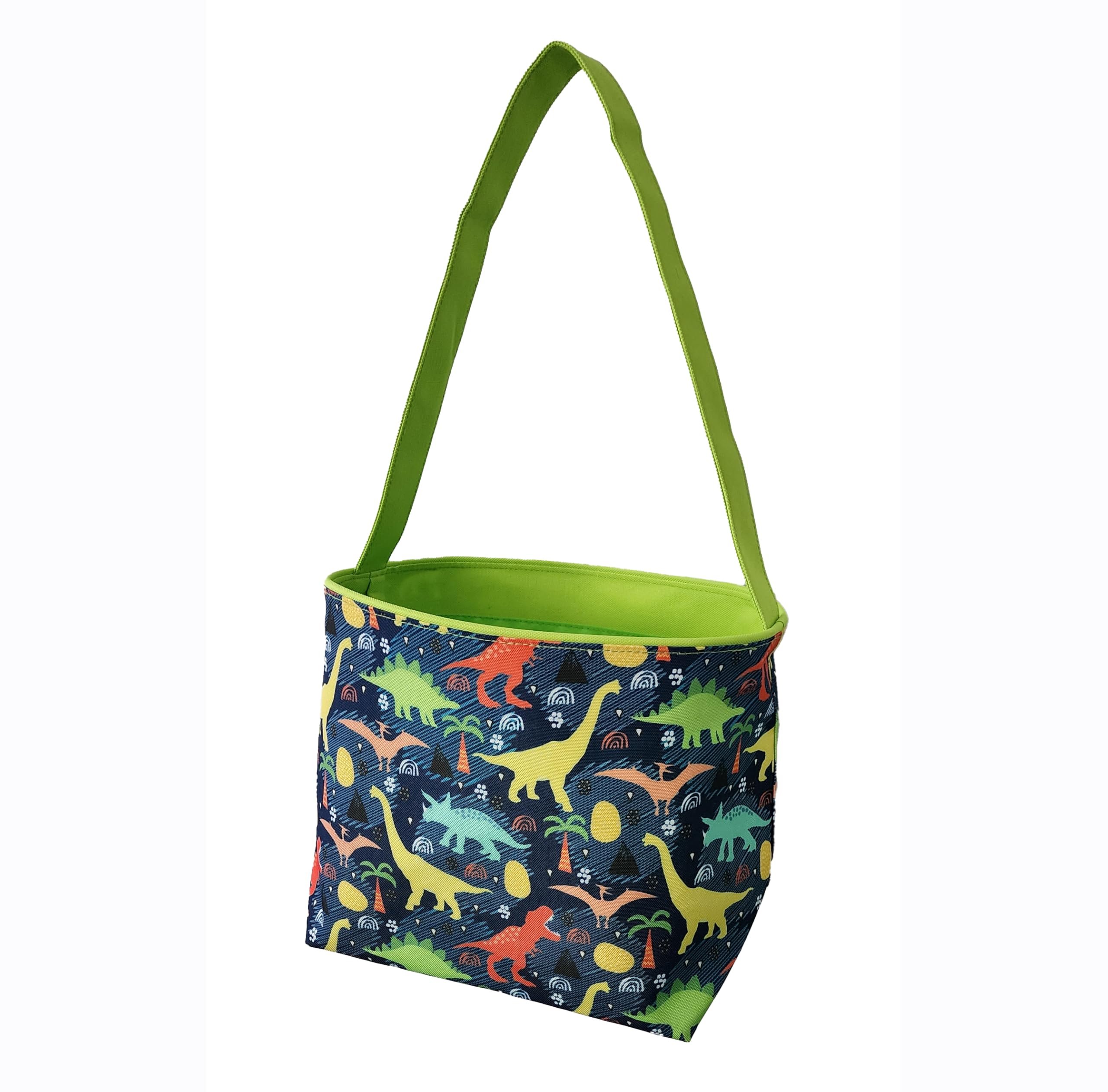 Dinosaur Easter Basket Bucket Fabric Tote Bag Toy Bin - Can Be Personalized or Monogrammed - Great Gift for Boy or Girl